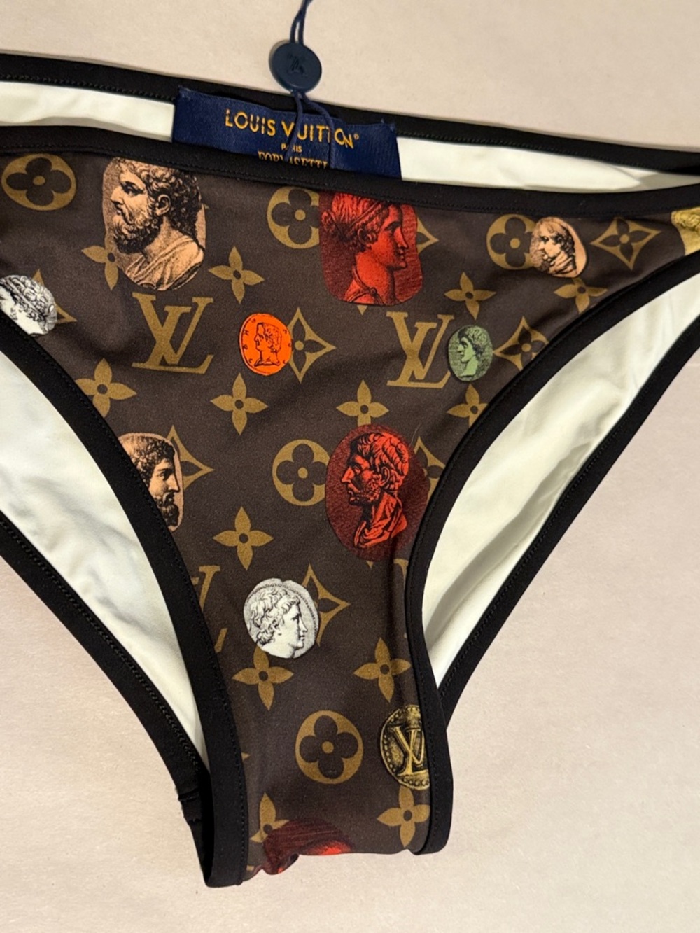 Authentic Louis Vuitton Brown Monogram Bikini Briefs Greek coin NWOT  Motifs - Picture 6 of 14